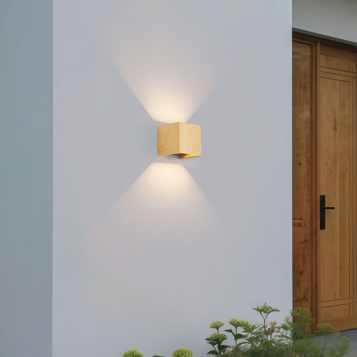Scandinavische buiten wandlamp hout print incl. LED IP54 - Edwin