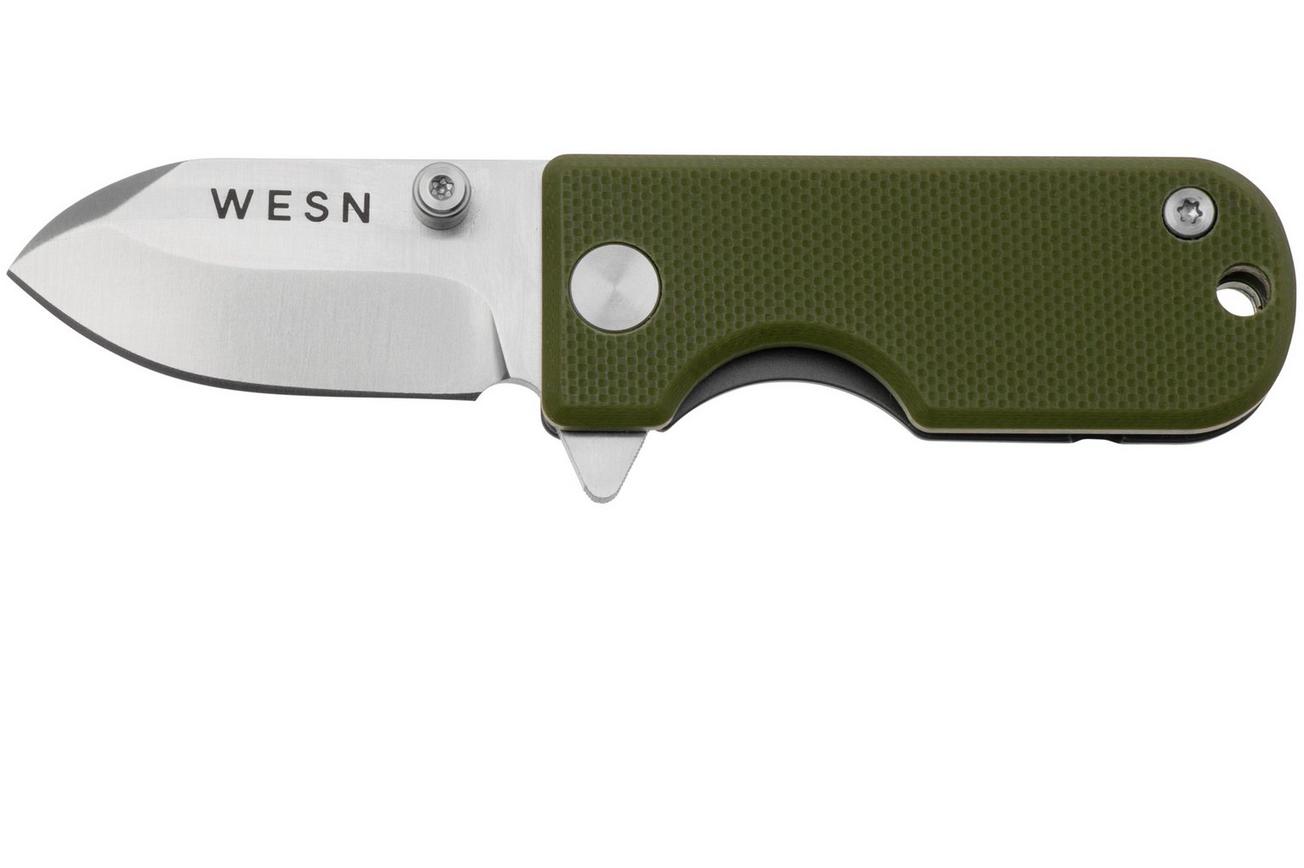 WESN Microblade SN01-3, D2, OD Green G10, Titanium, zakmes