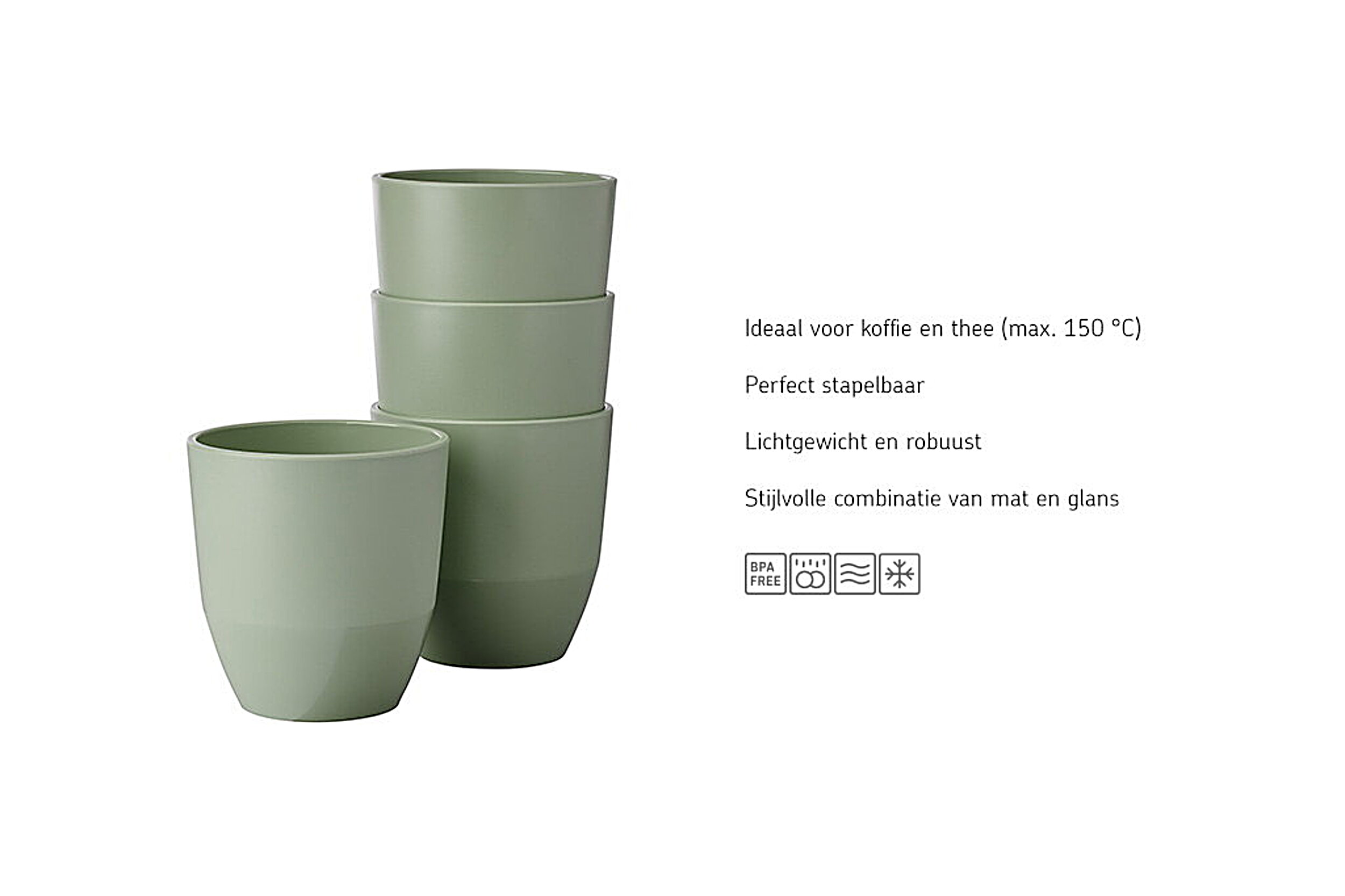 Mepal Silueta 200 ml set van 4 bekers - Green
