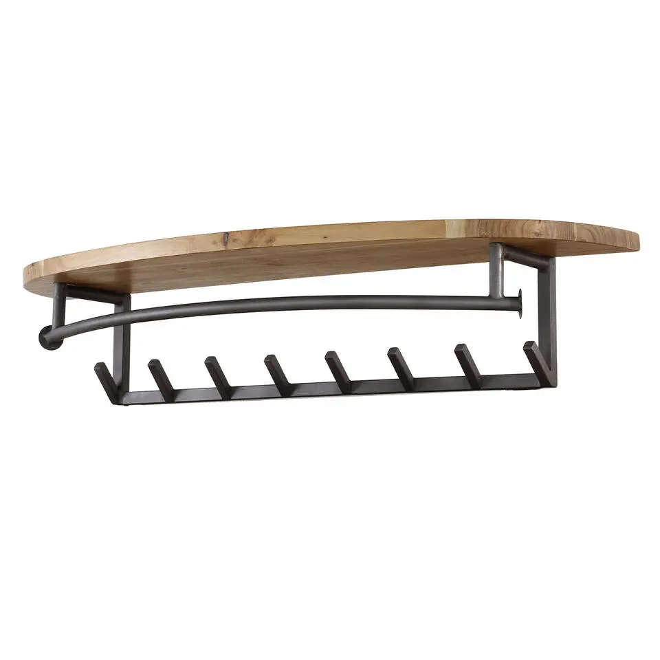 Kapstok Acaciahout - 8-Haken - 100x30x20cm - Round