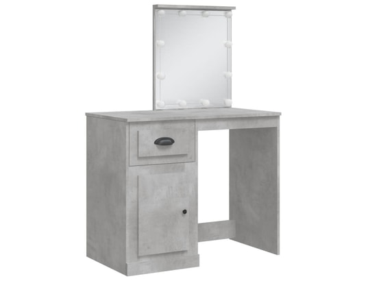 VIDAXL - Coiffeuse avec lumières led gris béton 90x42x132,5 cm
