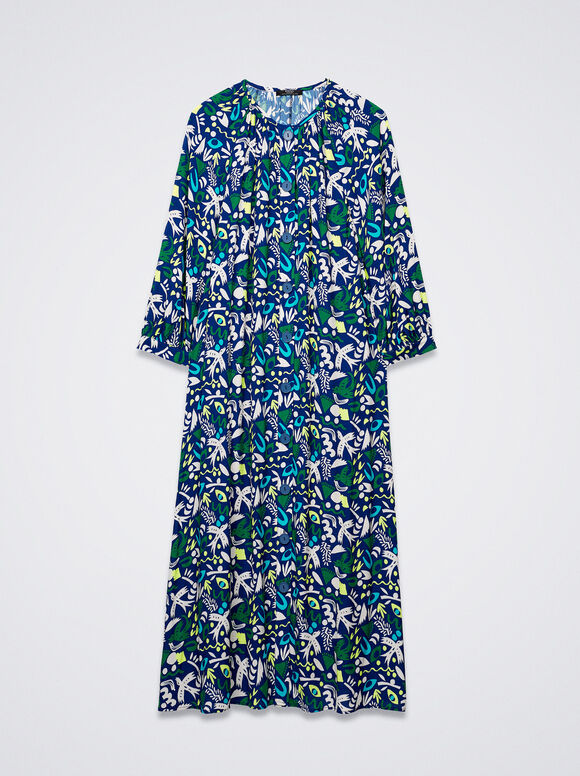 Vestido midi estampado - Multicolorido