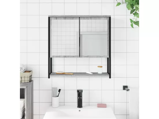 Prolenta Premium - Armoire à miroir de salle de bain sonoma gris bois d’ingénierie