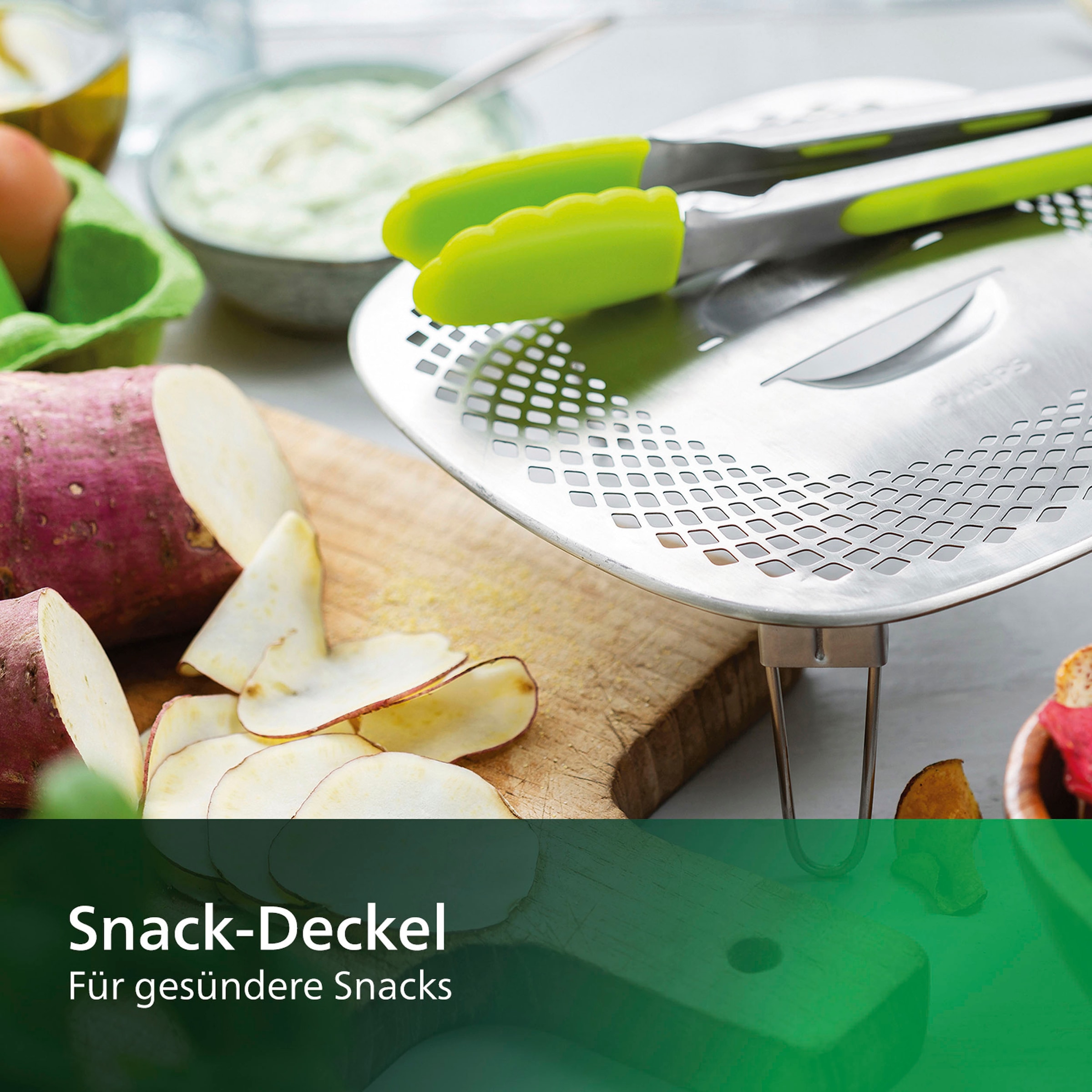 Philips Grillpfanneneinsatz »HD9954/01 Snack Profi-Kit« Edelstahl | Silikon 3 Stk. tlg. Snackdeckel+ Zange für Airfryer XXL HD96XX, HD97XX, HD98XX