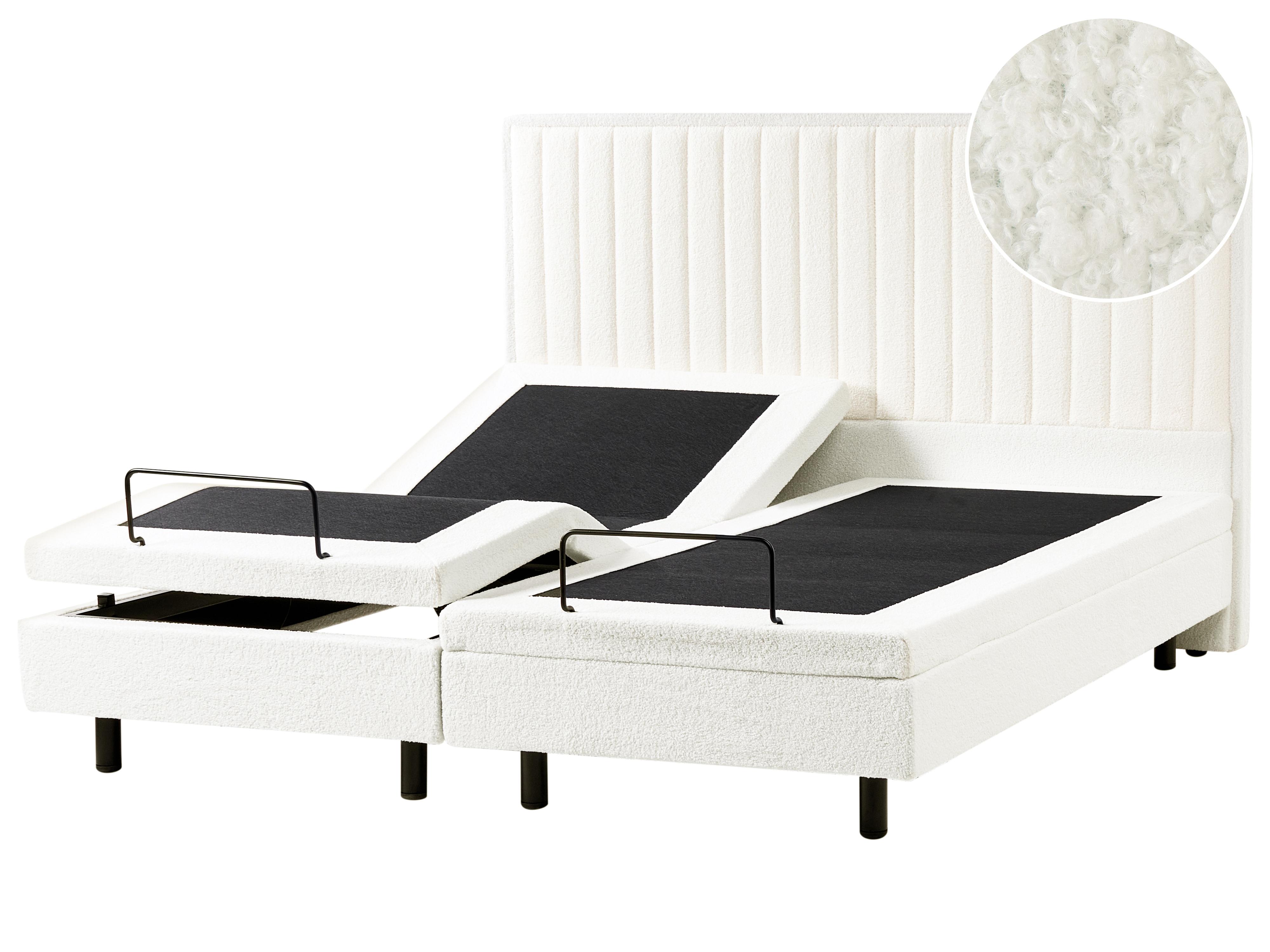 Verstelbaar bed Bouclé CASTELLAN 180 x 200 cm Gebroken wit