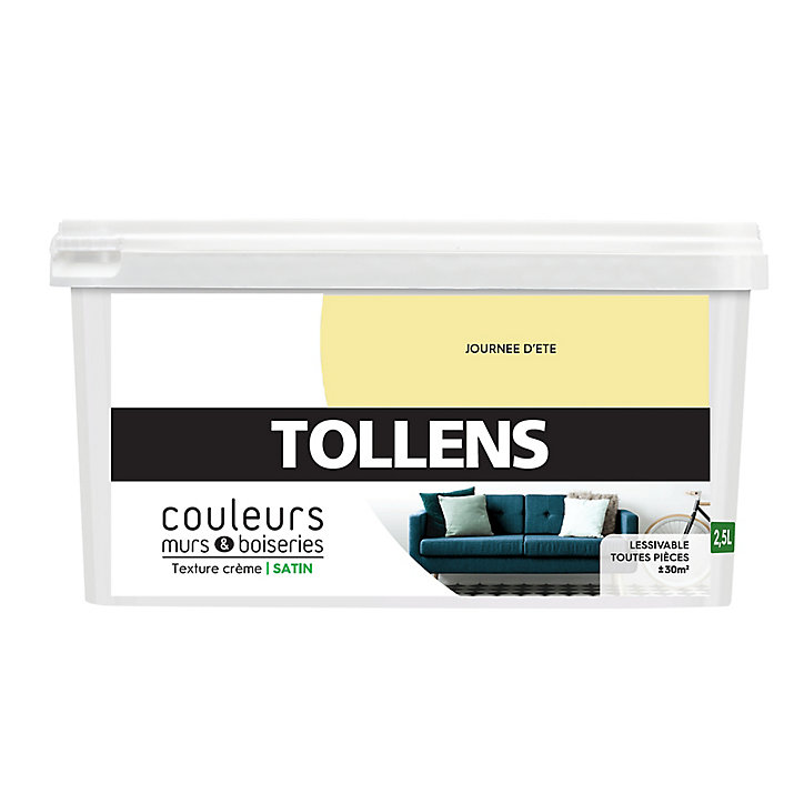 Peinture murs et boiseries Tollens journée d'été satin 2,5L