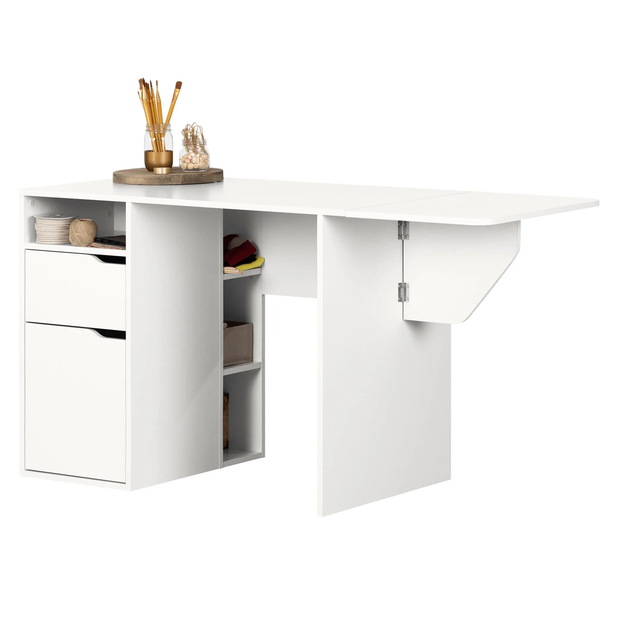 South Shore Table de Bricolage avec Rabat - Crea Blanc solide
