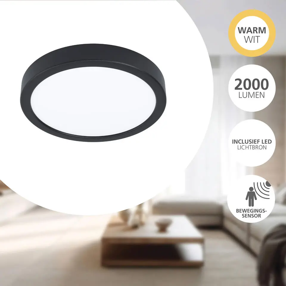 EGLO Fueva 5 Opbouwlamp - LED - Ø 21 cm - Zwart/Wit