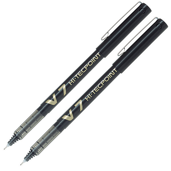 2 stylos rollers V-Ball 07 Hi- Tecpoint Pilot coloris noir