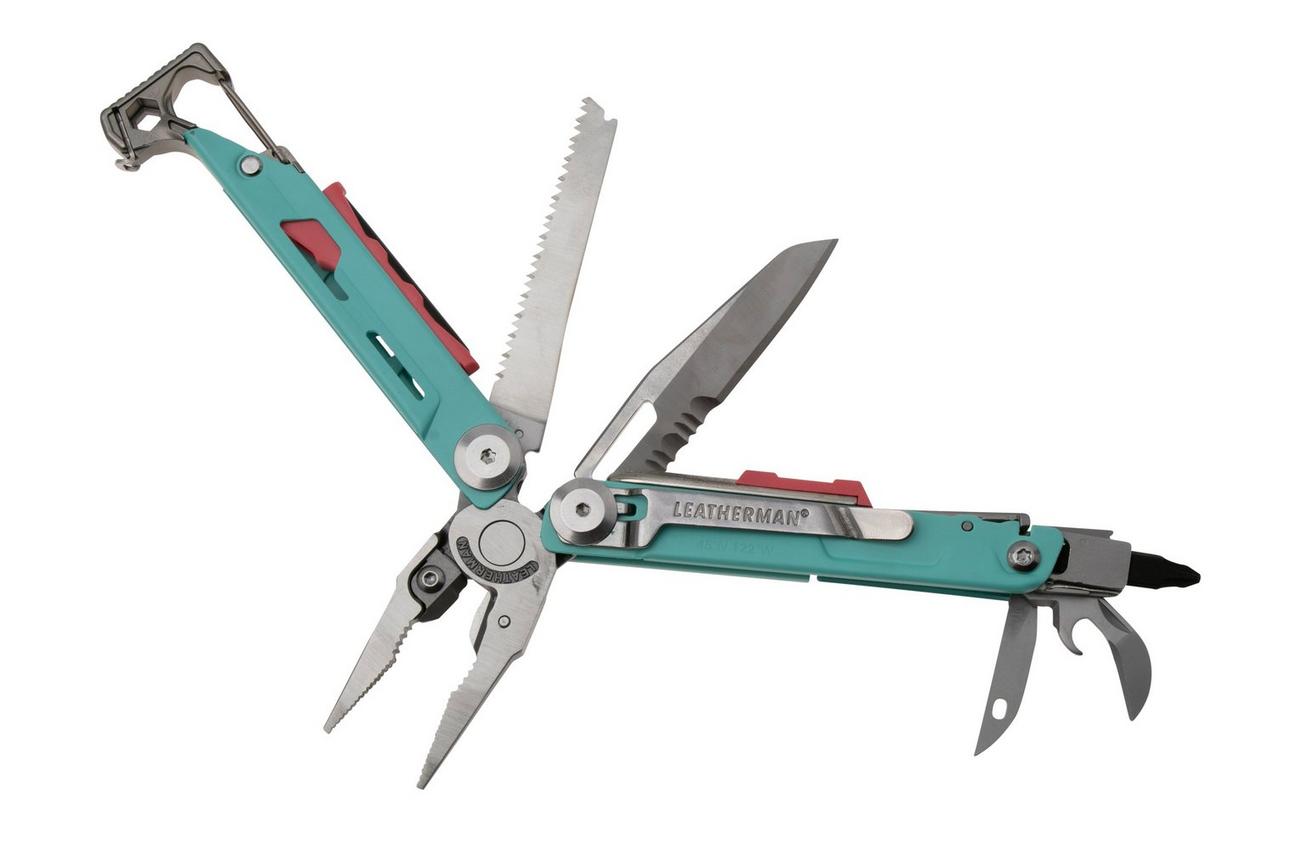 Leatherman Signal Aqua & Silver 7000-AQS survival multitool, nylon sheath