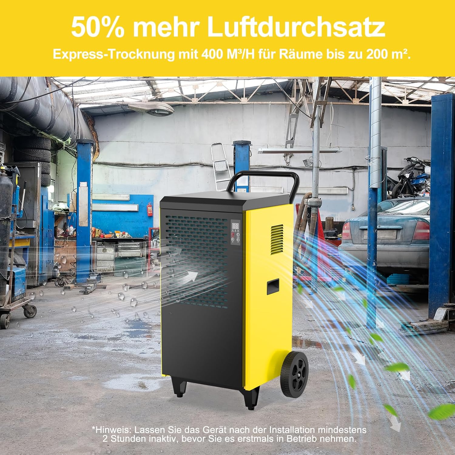 Bautrockner Luftentfeuchter Keller 70 L/Tag mit Integrierte Pumpe - Fläche 200 m²/500 m³ - 24Hr Timer Innenbereich Trocknungsgerät für Große Räume