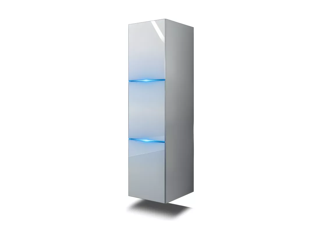 Colonne de salle de bain suspendu, collection RAVEN, coloris blanc mat et blanc brillant, idéal pour une salle de bain design