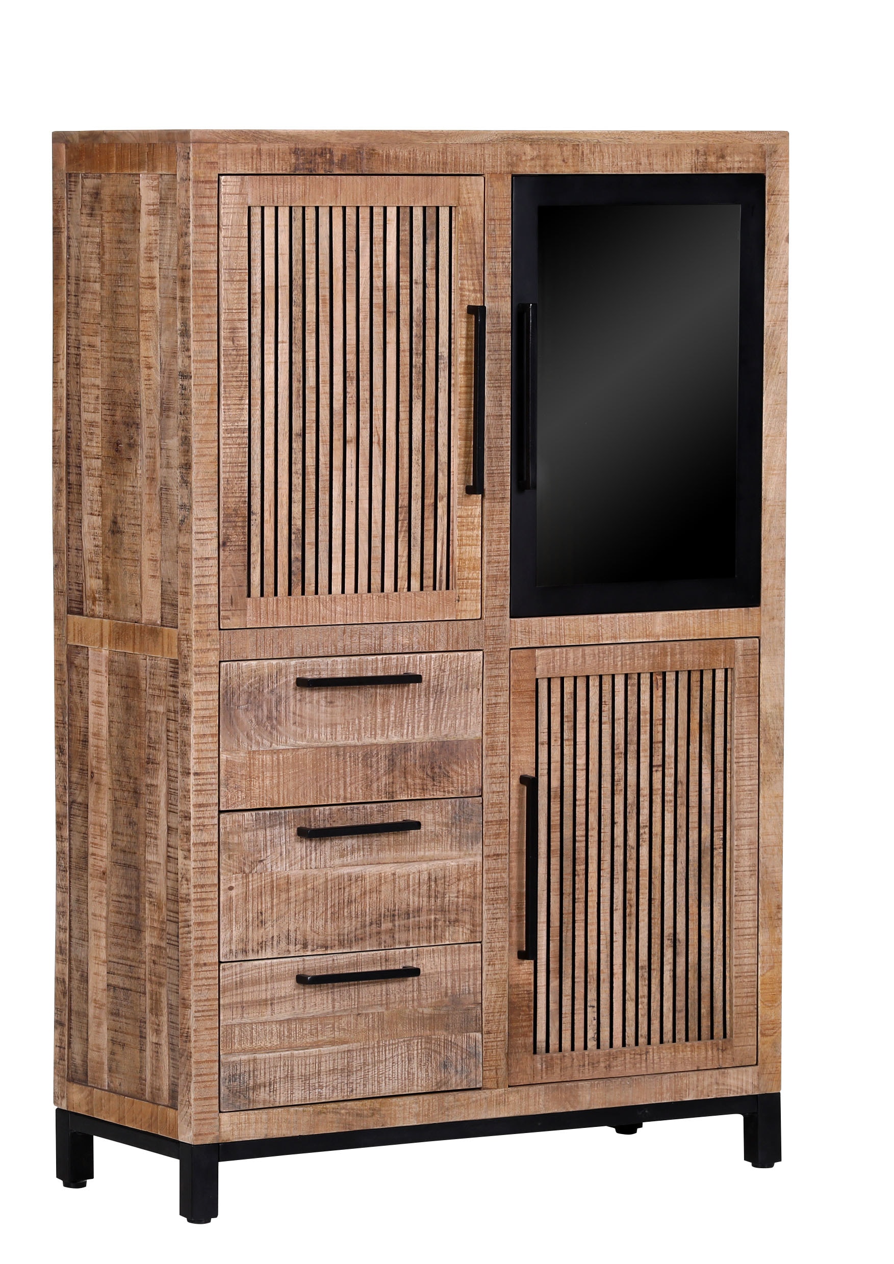 INTERhome Highboard ALTEA 95 x 145 cm Mango massiv natur sägerau lackiert