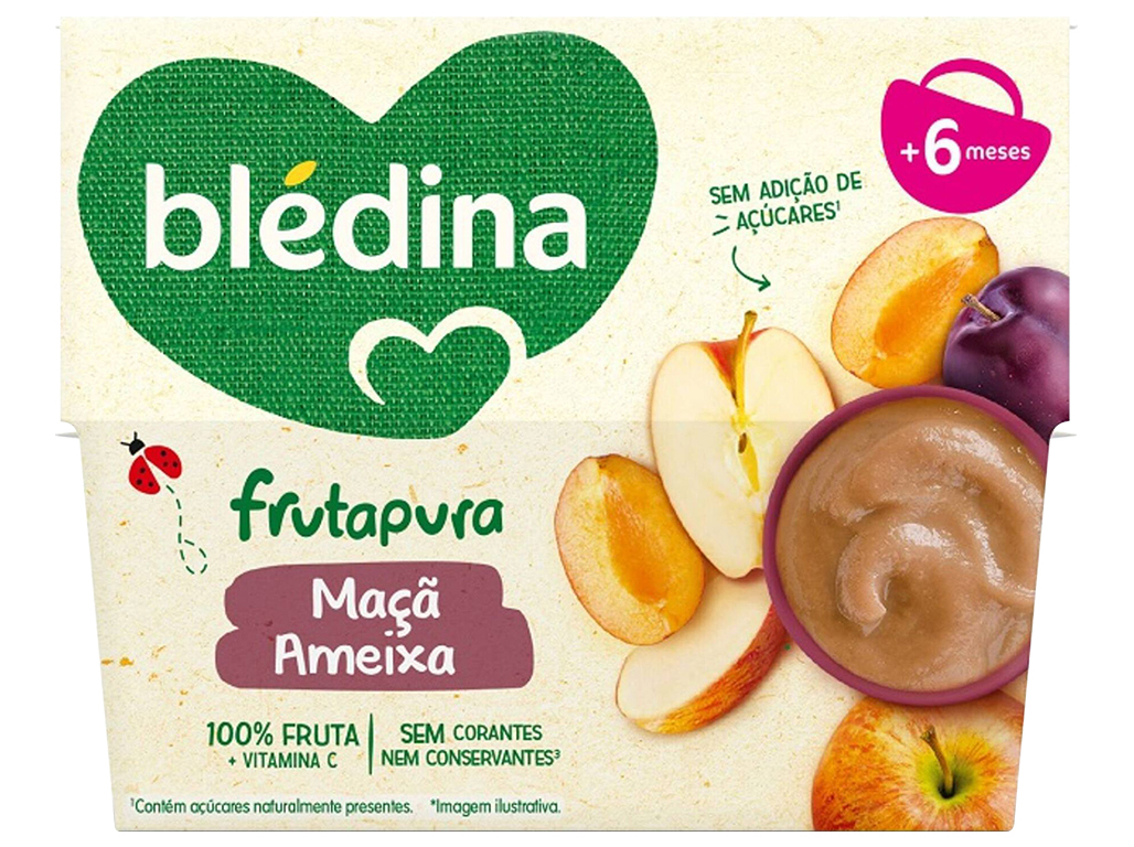 FRUTA BLEDINA 100% AMEIXA E MAÇÃ 4X95G