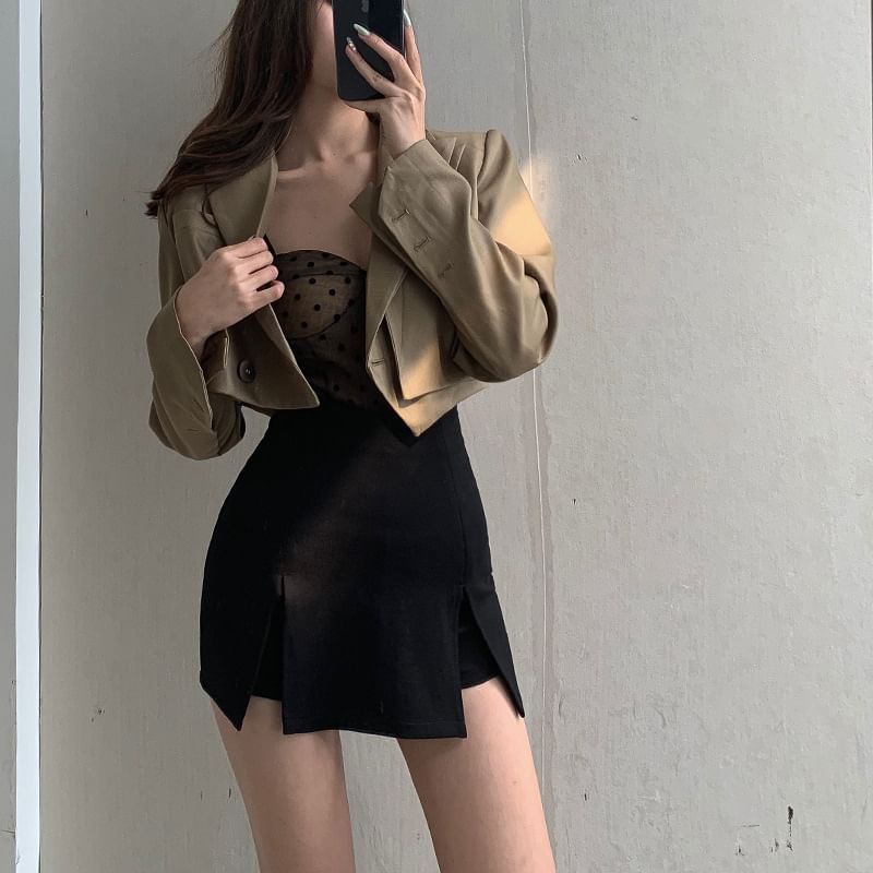 deersweeti - Hoge taille effen skort met zijsplit