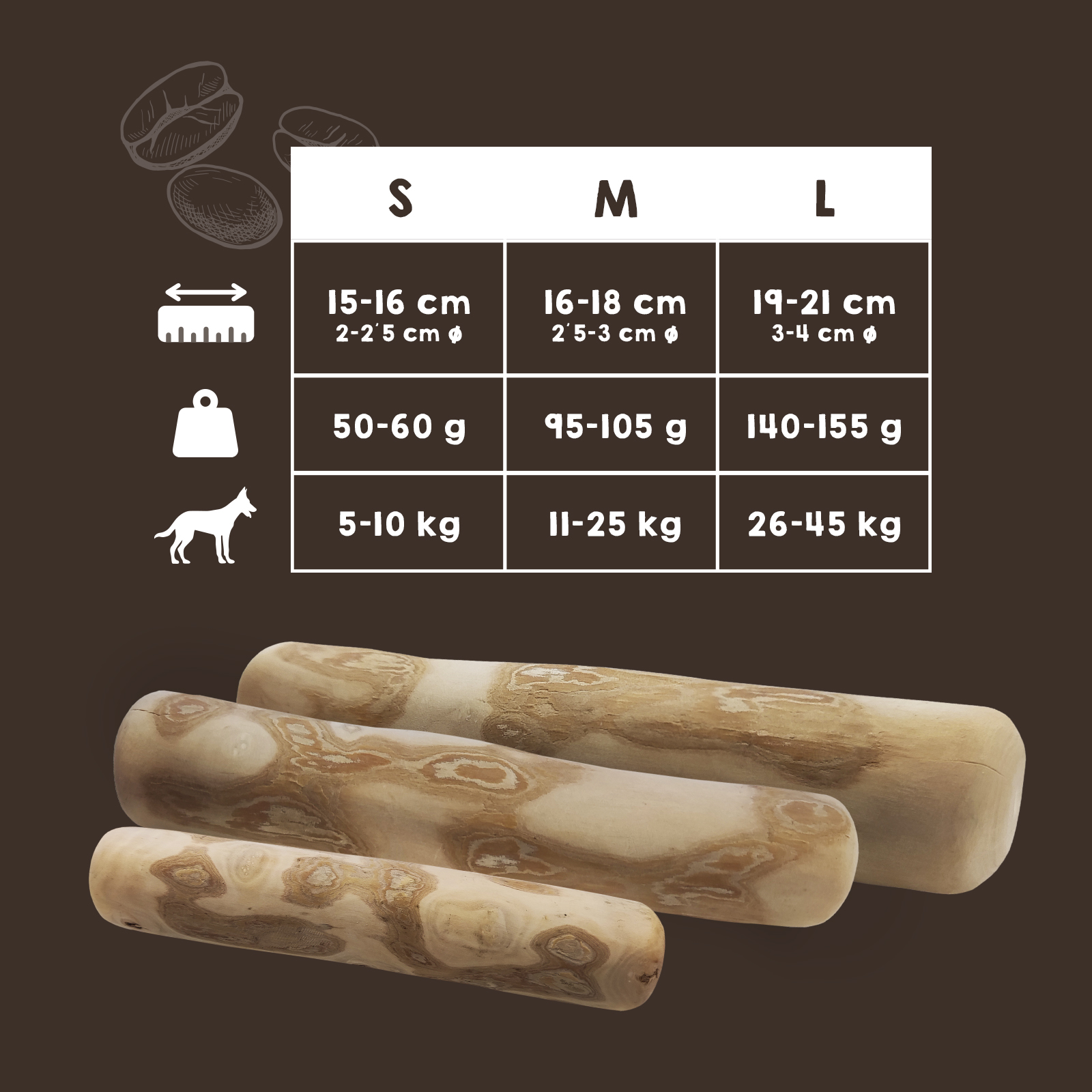 Brinquedo para cães feito de madeira de café natural