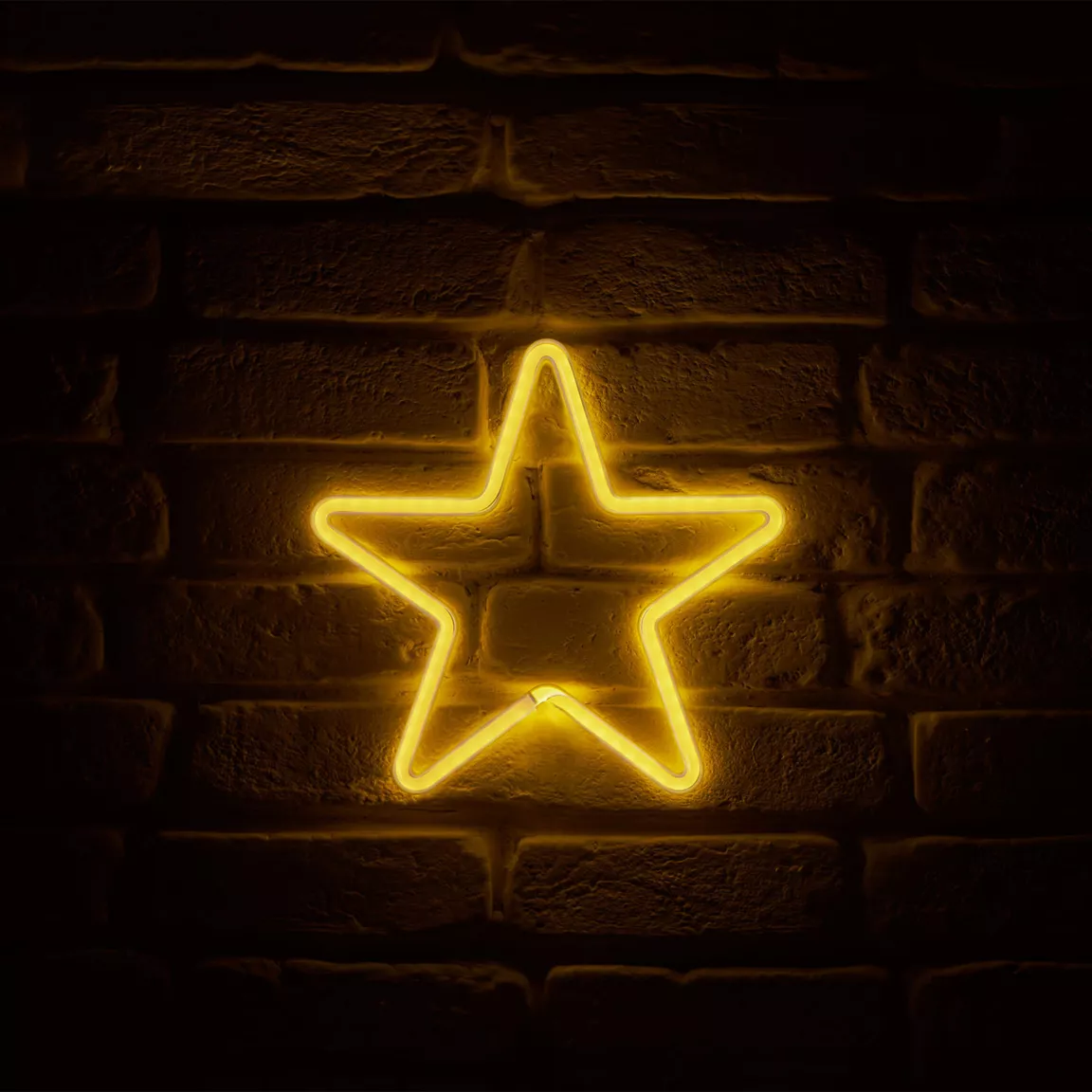 Enseigne lumineuse néon à piles (H26,8 cm) Étoile Jaune