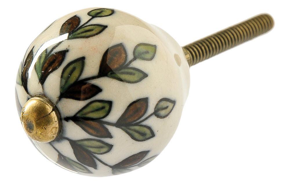 Möbelgriff handgemacht, Ø 3 cm, Weiss/GoldMöbelknauf mit Muster