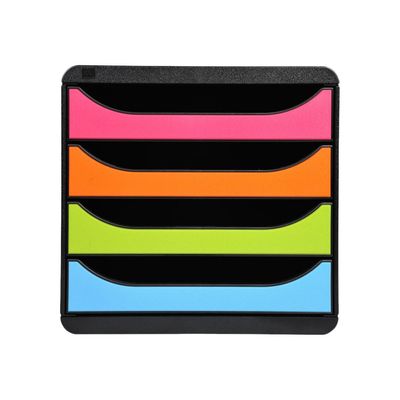 Exacompta BigBox - Module de classement 4 tiroirs - noir/arlequin