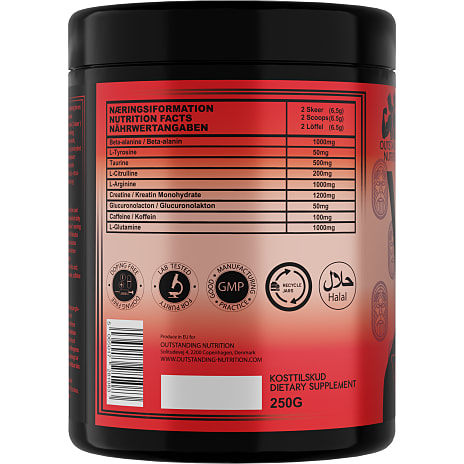 Pre workout-pulver m. frugtsmag