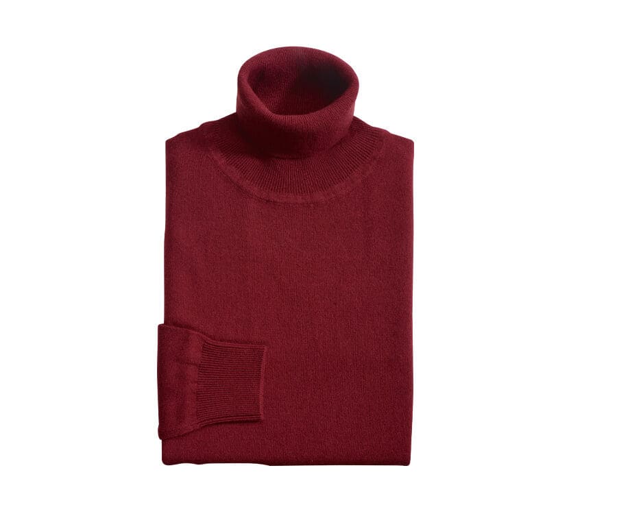 Pull laine homme col roulé Rouge sombre - EMERIC