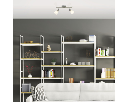 LED plafondspot 2x3W 2x250 lm 3000 KB 32 cm nikkel/chroom