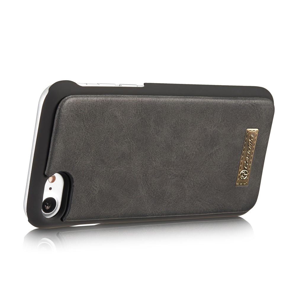 iPhone SE (2022/2020) / 8 / 7 3in1 Leder Tasche   Magnet Hardcase und Karten Etui (Vertikal Ausklappbar) - Schwarz