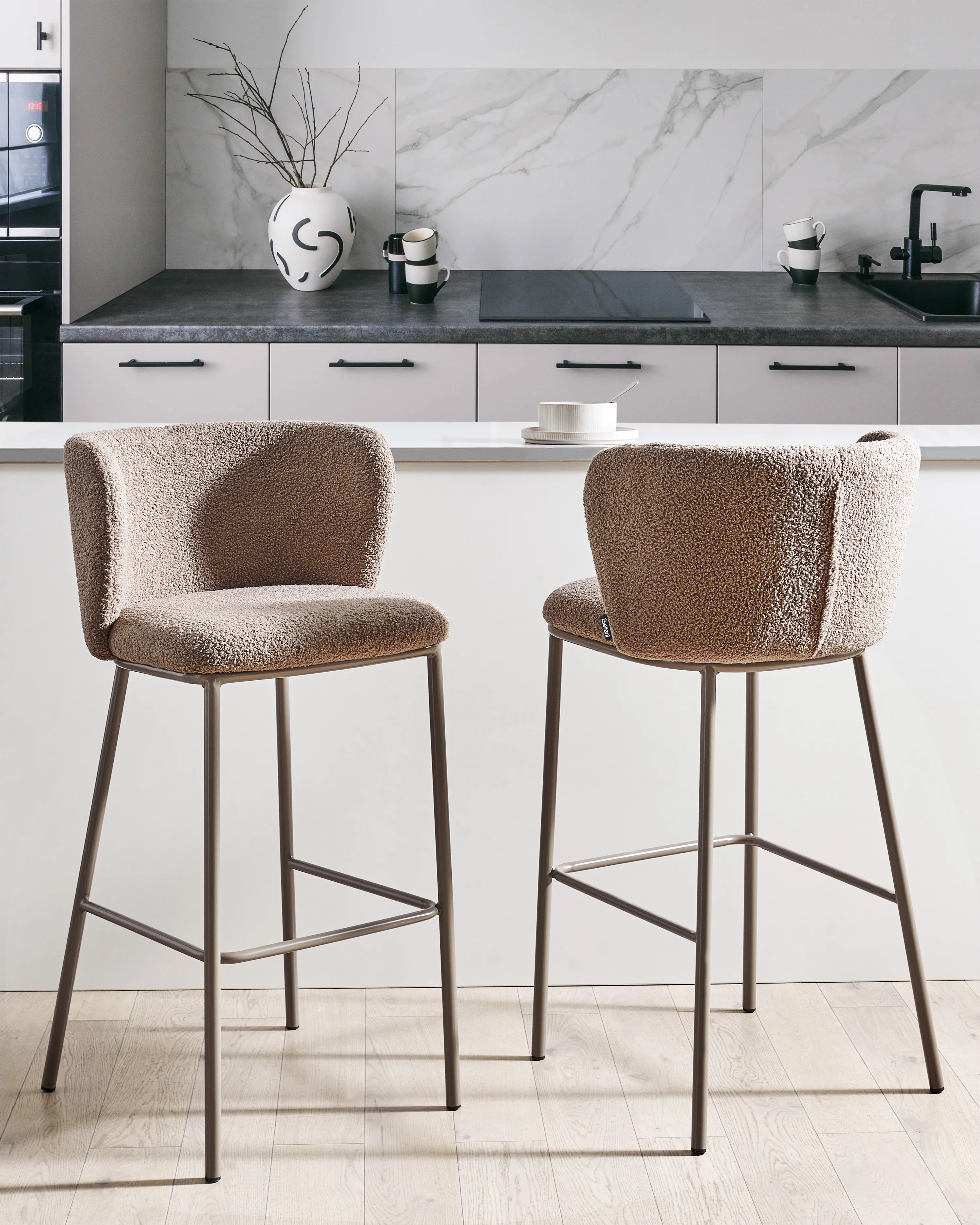 Set van 2 barstoelen MINA II Bouclé Bruin