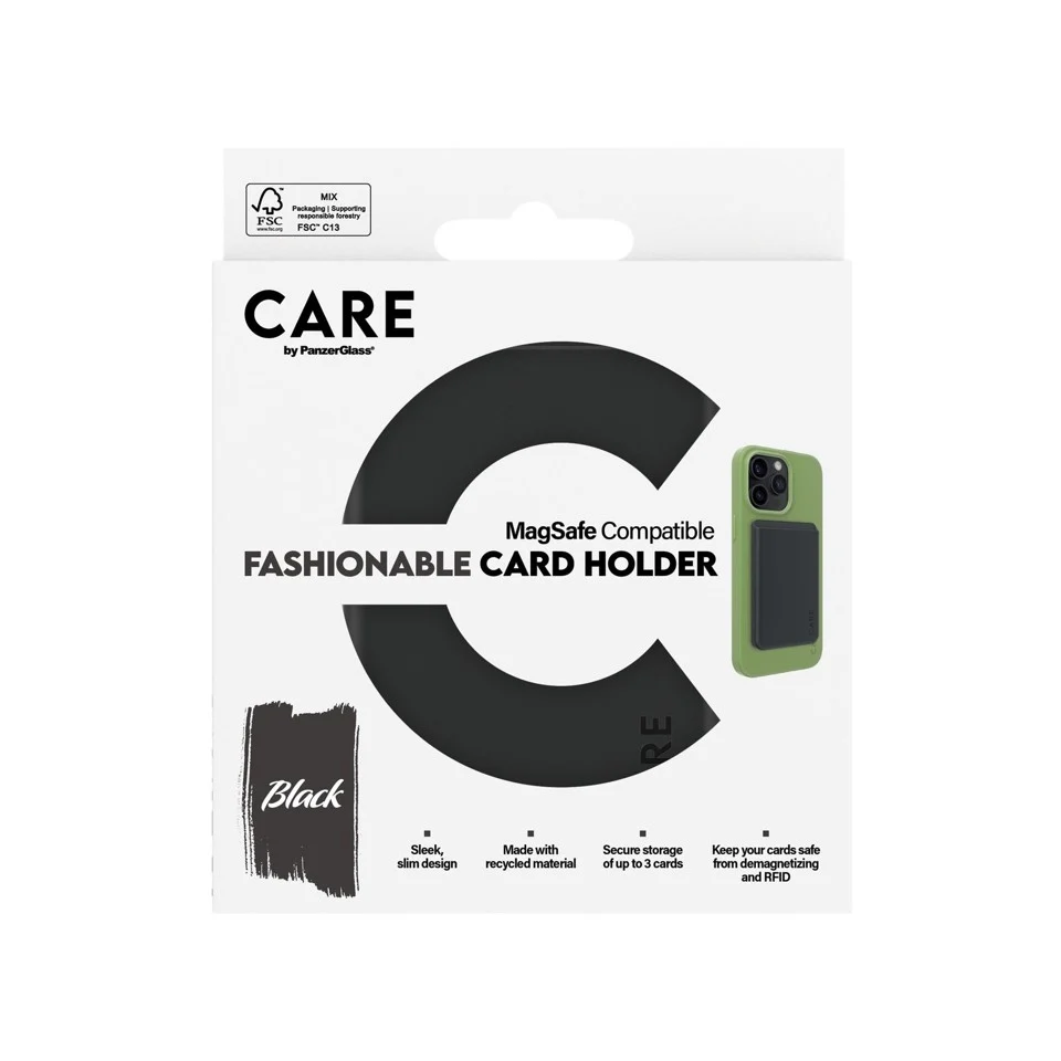 CARE by PanzerGlass - Kortholder - Sort - iPhone