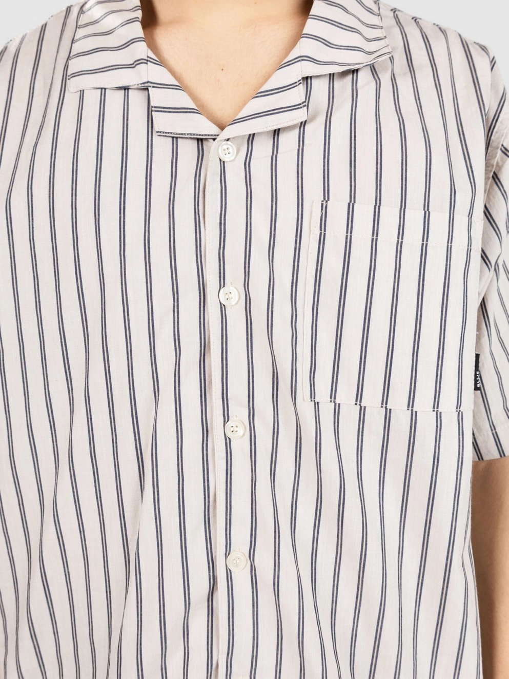 Blue Tomato Boxy Striped Linen Shirt blue striped