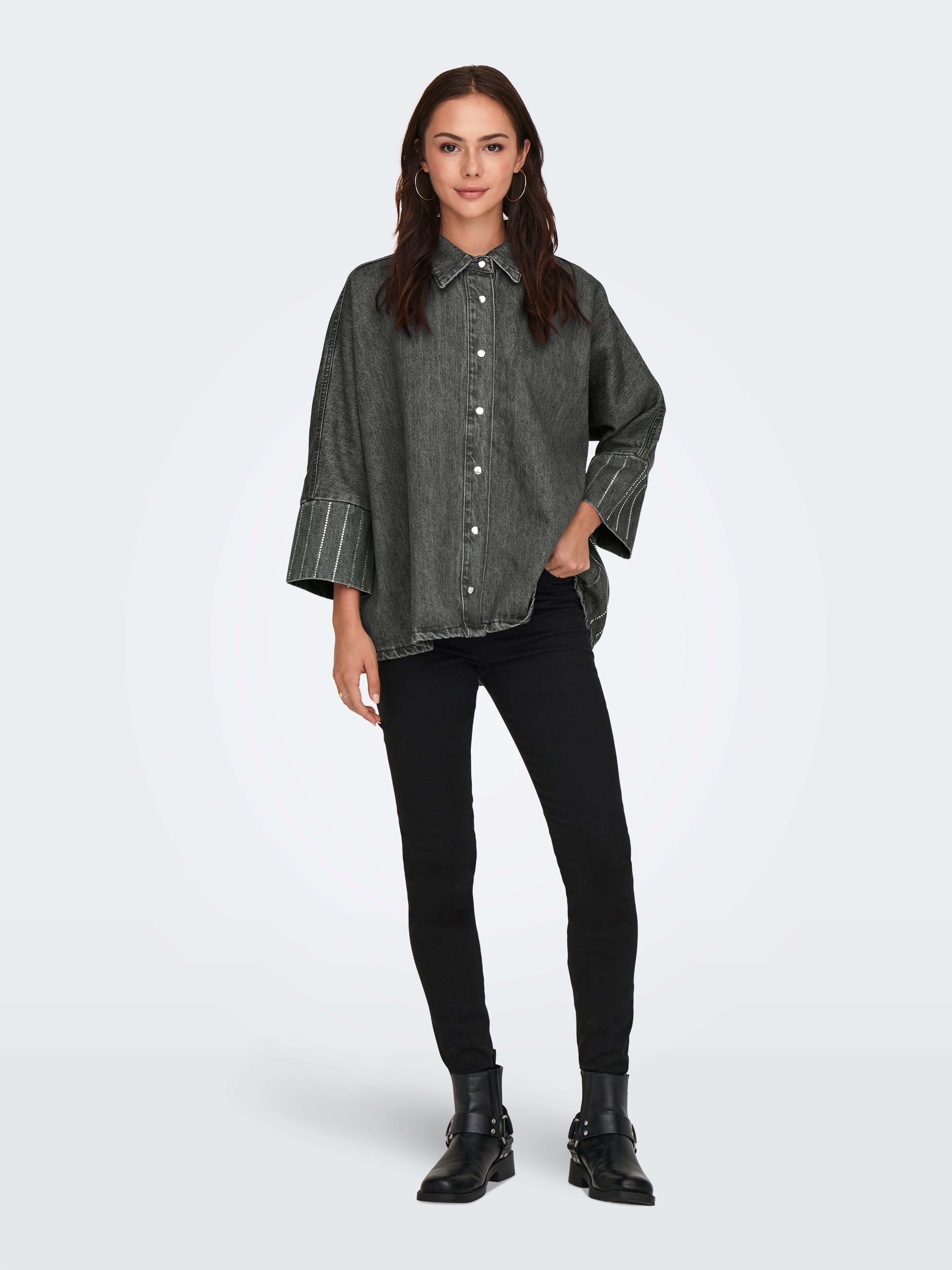 ONLGRACE Jeanshemd Light Grey Denim
