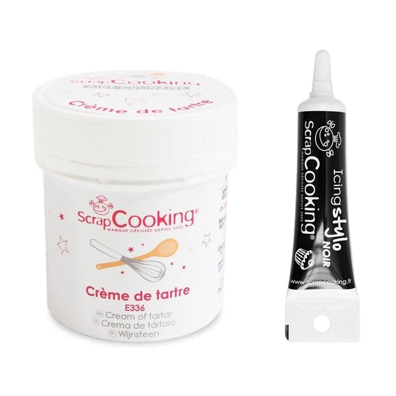 Crème de tartre 50 g + Stylo de glaçage noir Scrapcooking
