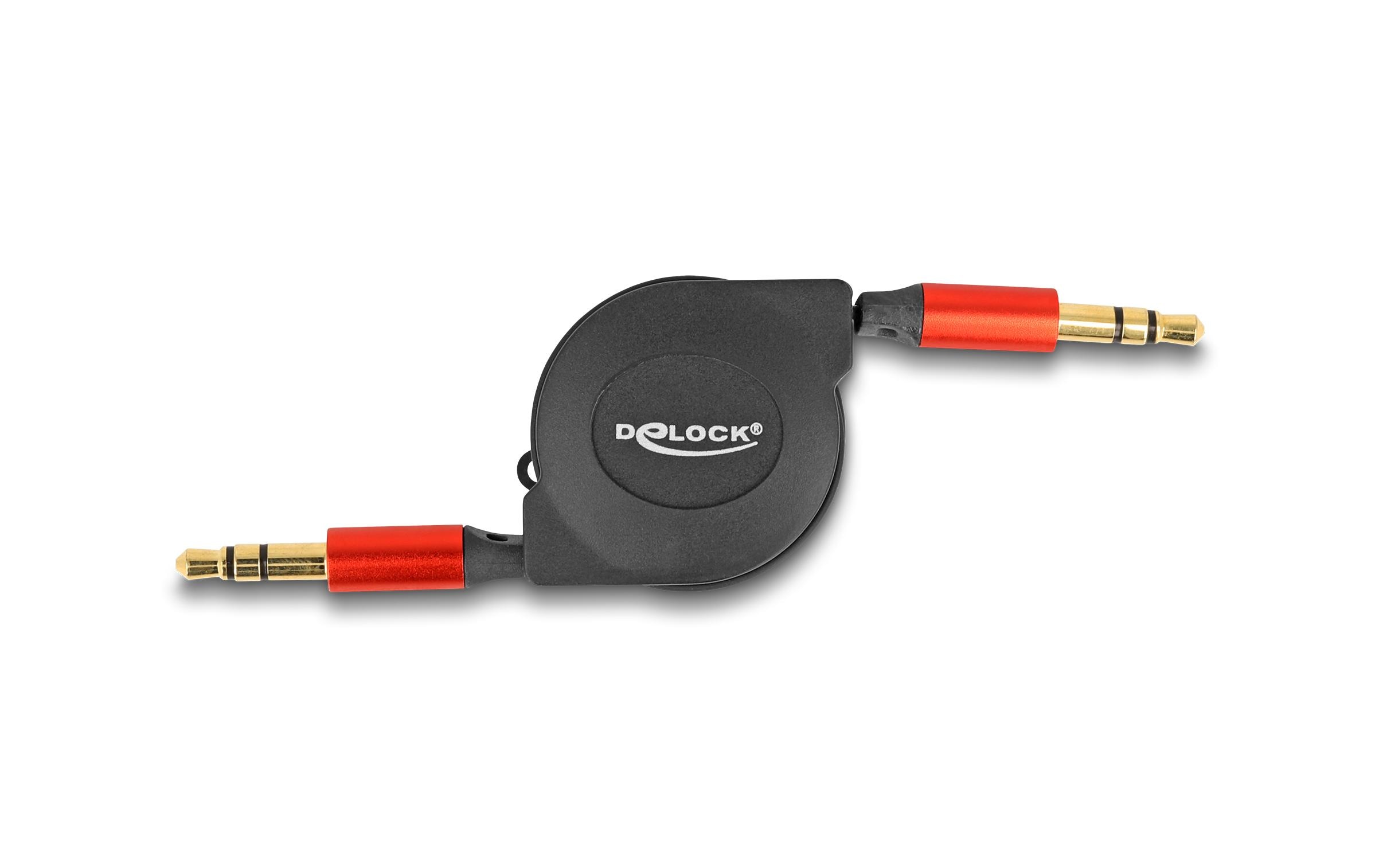 Audio-Kabel aufrollbar 3.5 mm Klinke - 3.5 mm Klinke 0.9 mDelock Audio Aufrollkabel 3.5 mm 3 Pin Klinkenstecker zu Klinkenstecker 90 cm