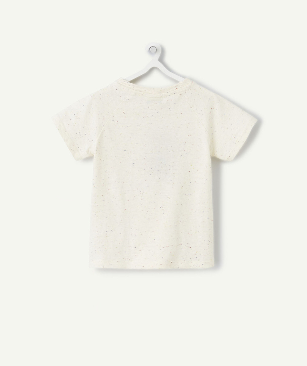 T-SHIRT BÉBÉ GARÇON ÉCRU THÈME PLAGE AVEC PATCH