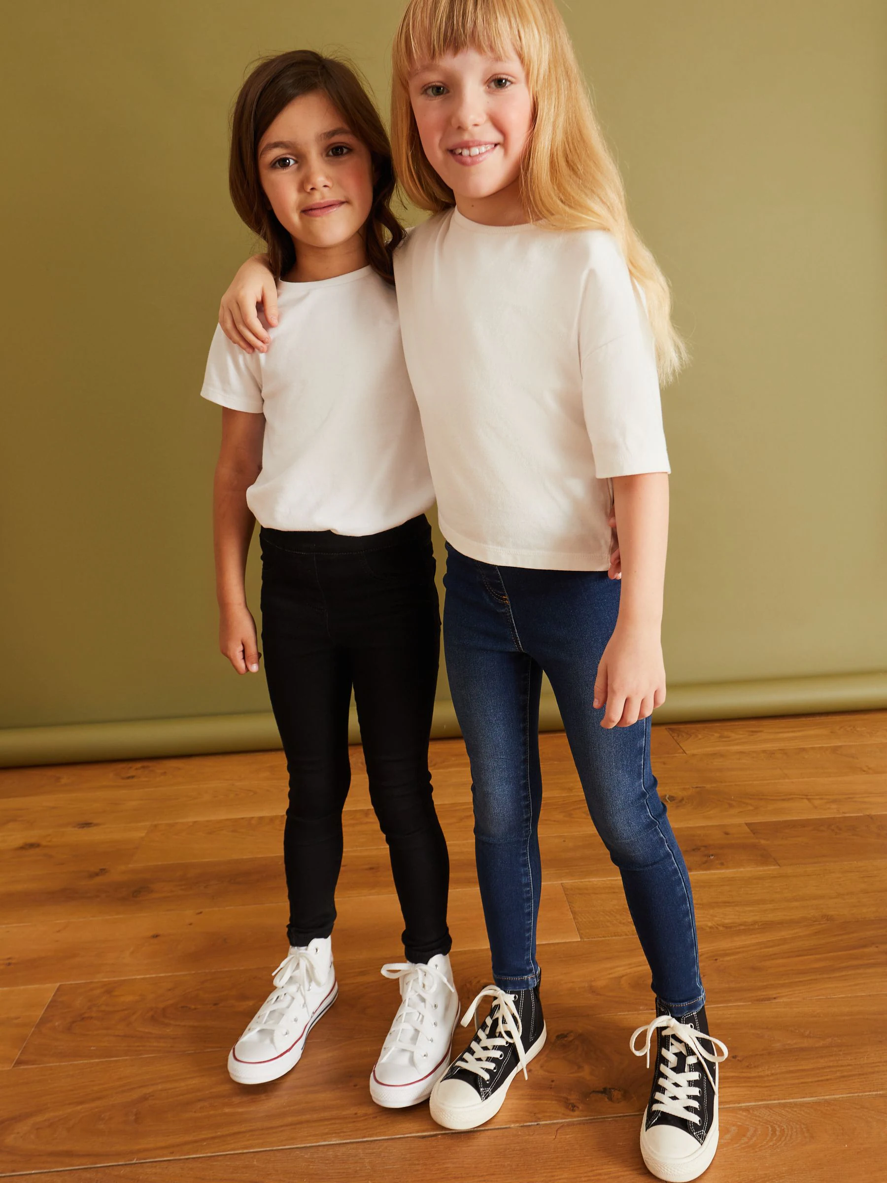 Black/Dark Denim - Set van 2 jeggings met elastische taille (3-16 jr)