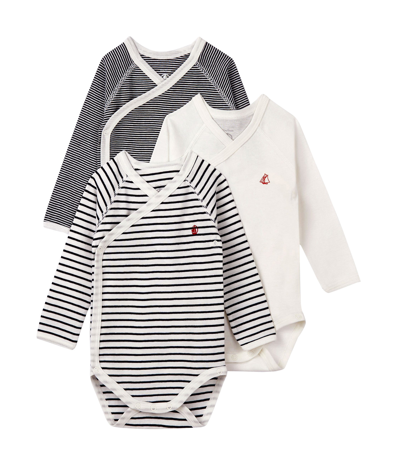 Lot de 3 bodies manches longues en coton | Multicolore