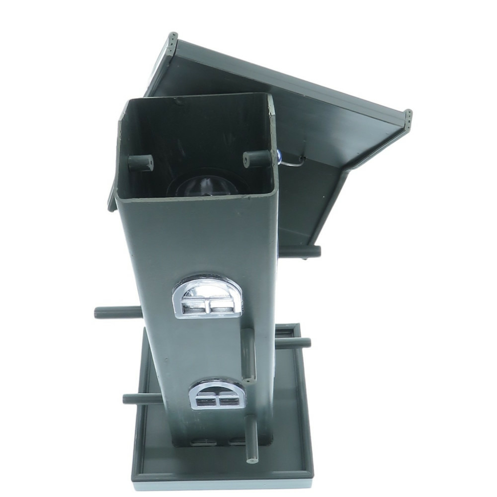 Mangeoire silo maison verte, bois composite, hauteur 33 cm. Pour oiseaux