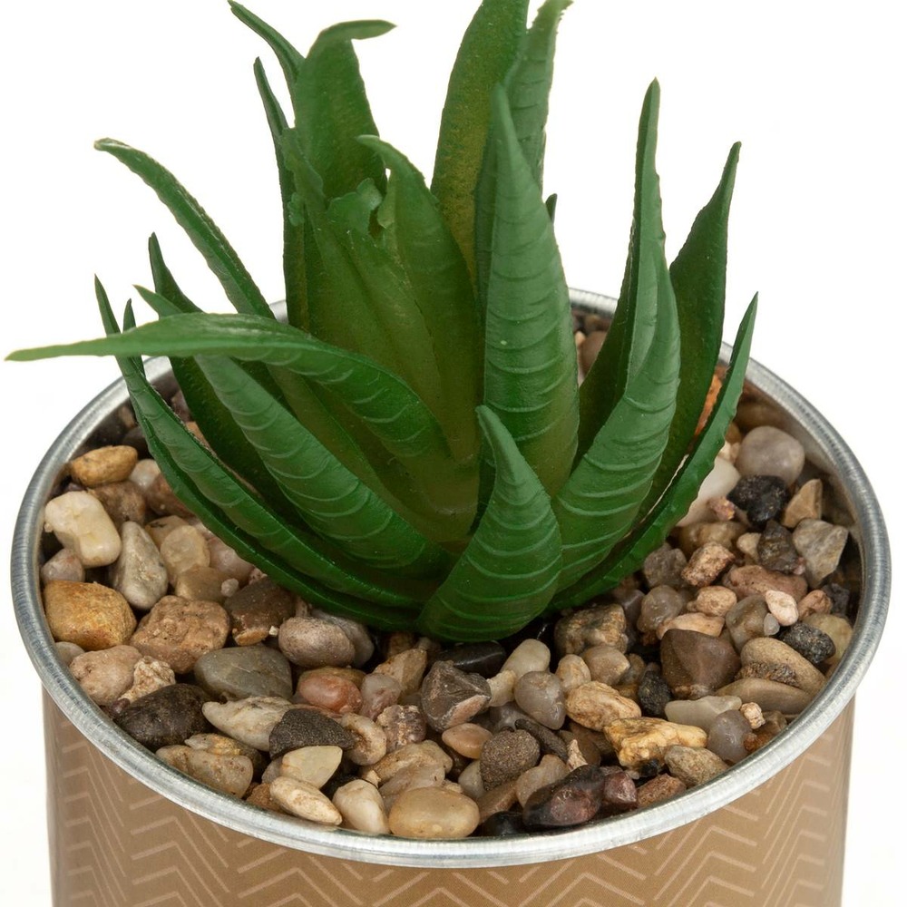 Plante artificielle pot en zinc avec message h 16 cm