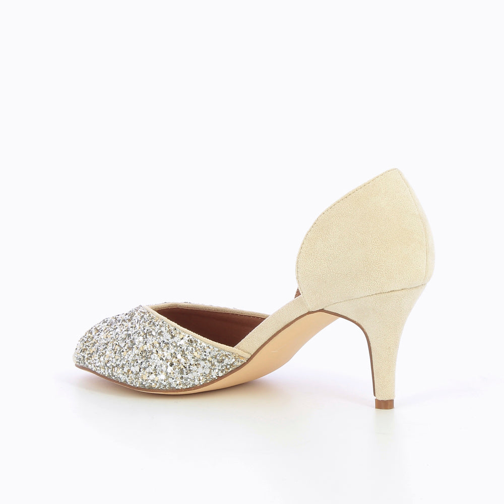 Escarpins-Escarpins peep-toe Diane crème et argent