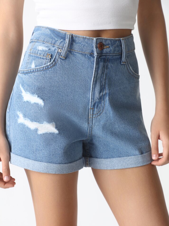 Shorts jeans Mom - Azul Claro Delavado
