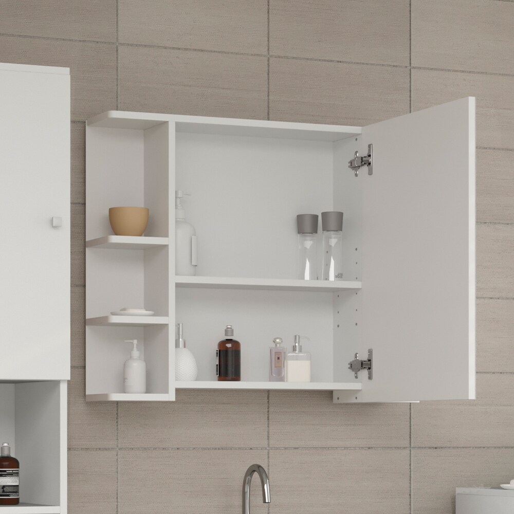 VICCO Spiegelschrank FYNN 80 x 64 cm Weiß - Spiegel Badspiegel Bad Wandspiegel