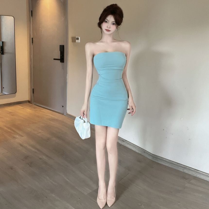Dinse - Strapless effen mini bodyconjurk