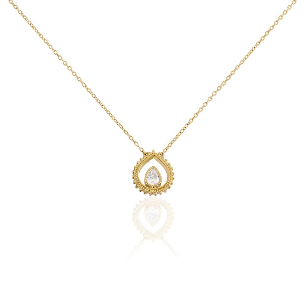 Collier Plaqué Or Lame Oxyde De Zirconium