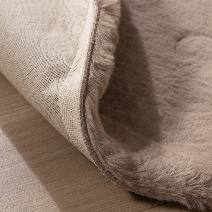 Rond Hoogpolig vloerkleed - Comfy Supreme Taupe