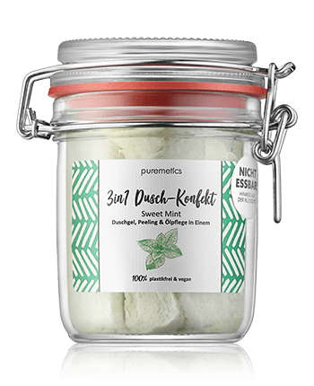 puremetics 3in1 Dusch-Konfekt Sweet Mint - Duschgel Peeling & Ölpflege in Einem 200g