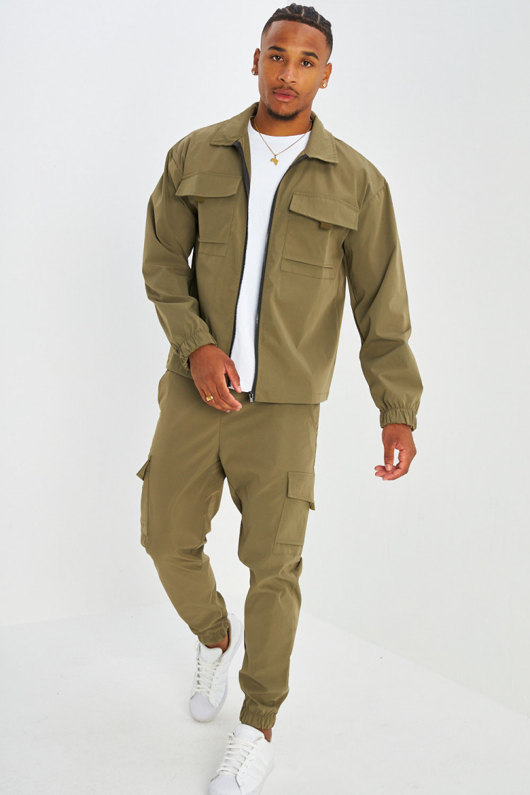 Ensemble 2 pièces veste + jogging cargo kaki