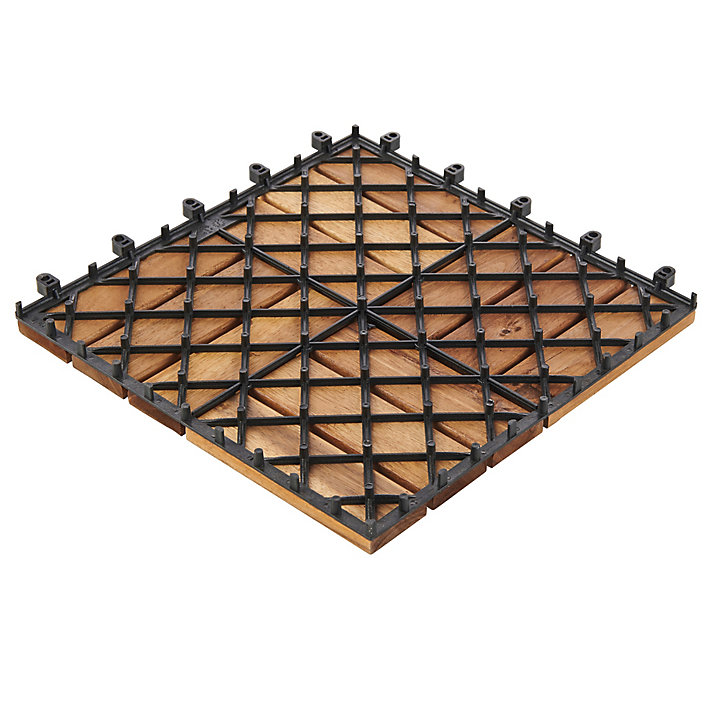 Lot de 4 dalles clipsables acacia Lempa 30 x 30 cm