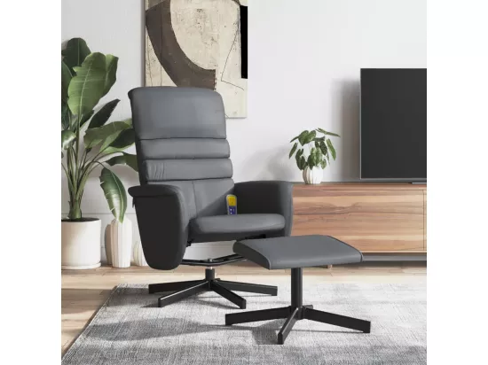 Fauteuil inclinable de massage avec repose-pied gris similicuir
