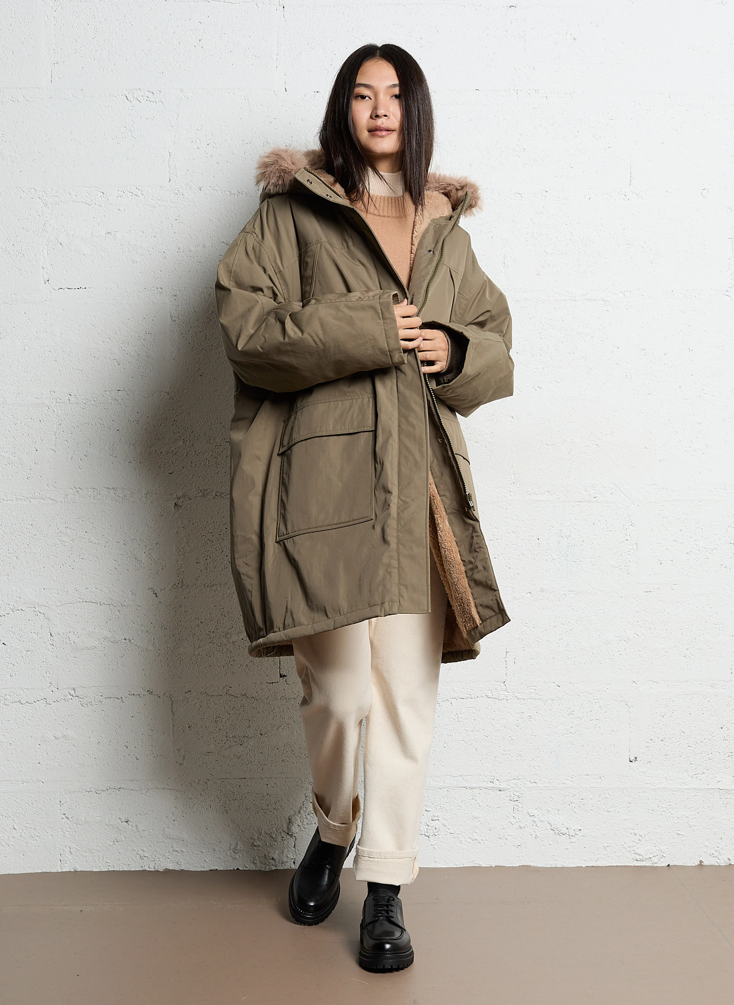 HOGGAR - Parka longue en coton mélangé | Beige