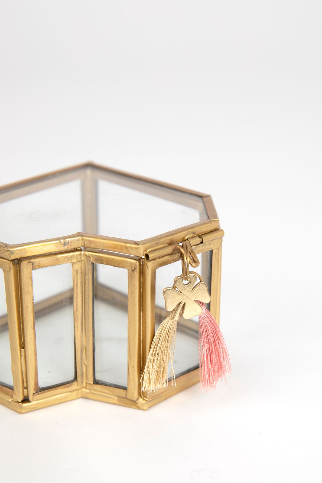 Gouden glazen box hart klein